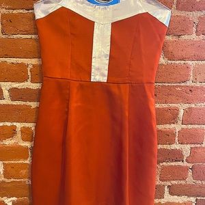 Orange 🍊 Silver shoulder less cocktail dress